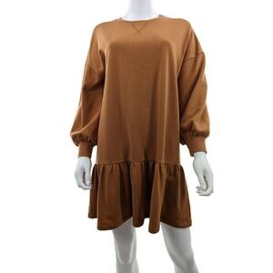 Brown Long Sleeve Swing Dress by Gilli